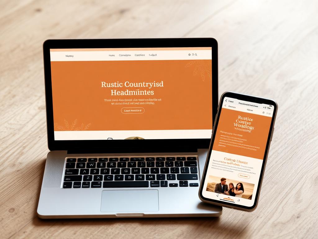 Example Rustic Wedding website home page